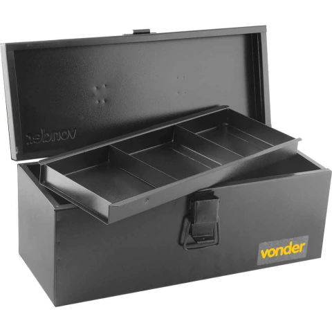 Caixa metálica para ferramentas tipo baú com bandeja 40,0 cm x 16,0 cm x 17,0 cm VONDER