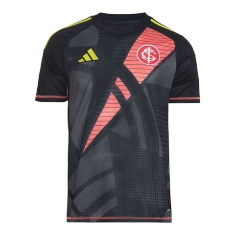 Camisa Internacional Goleiro I 25/26 - Torcedor Adidas Masculina - Preta com detalhes em laranja e amarelo