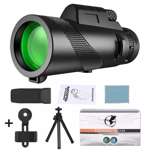 Telescópio Monocular Portátil 80×100 Zoom HD 5000 m – Dobrável, Óptica BAK4 e Revestimento FMC, Resistente à Água