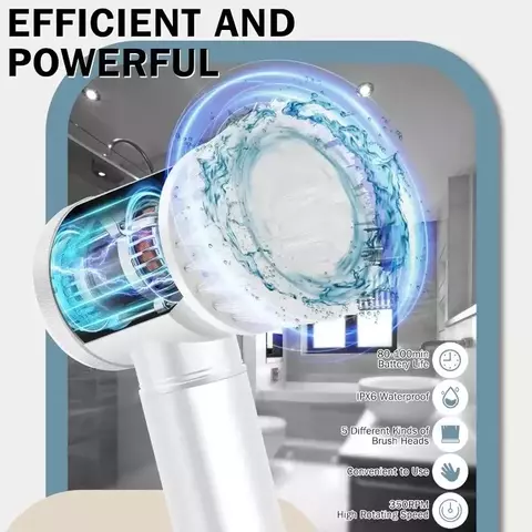 Escova de limpeza multifuncional elétrica, suprimentos de banheiro, agregados f