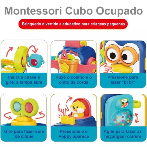 Brinquedos Montessori Atividades Busy Cube,Brinquedos Sensoriais para Crianças,