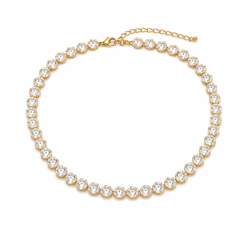 Chocker de Zirconia Redonda Cravejada
