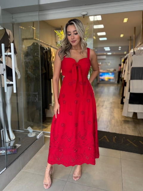 VESTIDO LAISE COM FAIXA- VERMELHO