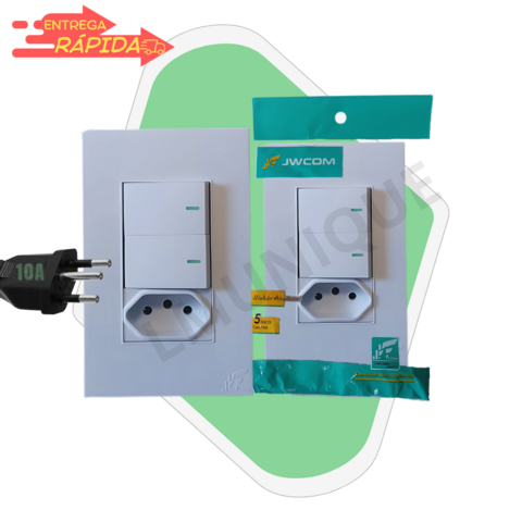 Tomada com Interruptor Duplo Tomada 10a Tecla Simples Luxo Completa - comprar online