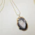 Colar Longo Pedra Ágata Negra Natural Folheado a Ouro 18K