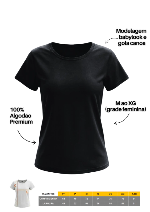 Babylook Preto - Lisa - 100% Algodão Premium - comprar online