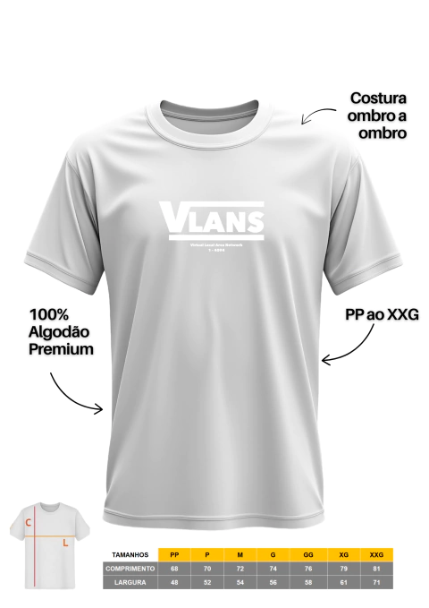Camiseta VLANS - 100% Algodão Premium - loja online