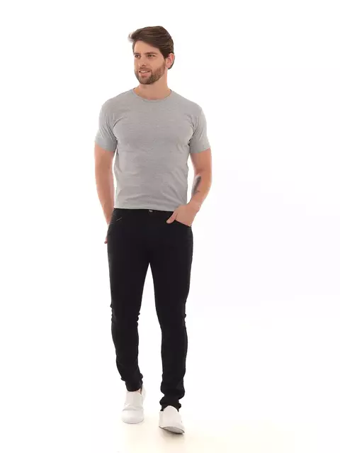 Calça Sarja Masculina Skinny Preta Assunto Moda