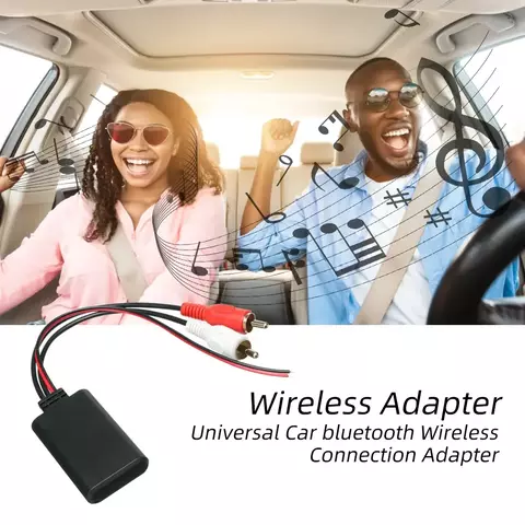 Carro sem fio 2 rca módulo receptor bluetooth aux adaptador música áudio estéreo