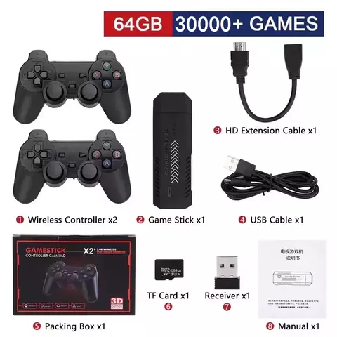 Novo x2 plus game stick gd10 pro 4k hd retro console de videogame controlador se