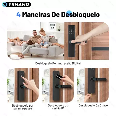 Fechadura eletrônica inteligente para porta, com impressão digital biométrica