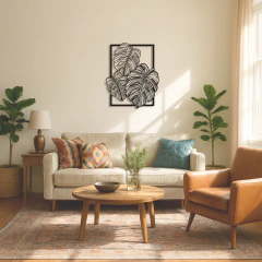 Cuadro Hojas Metal Negro Decorativo 3D, Diferentes Tamaños - Trazarte