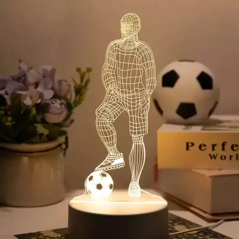 Led 3d tema de futebol candeeiro mesa usb plug quarto cabeceira criativo livro l