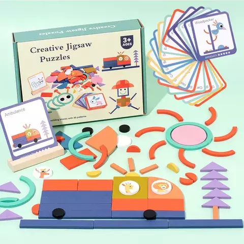Quebra-cabeças criativos de madeira vara brinquedos jogo de inteligência monte