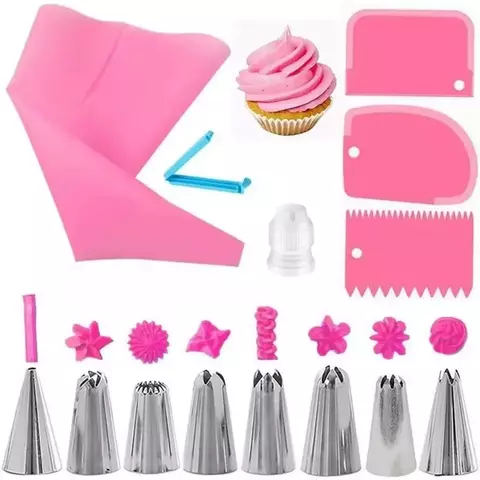 Conjunto de sacos e pontas de silicone, kit de decoração diy de bolo com bico