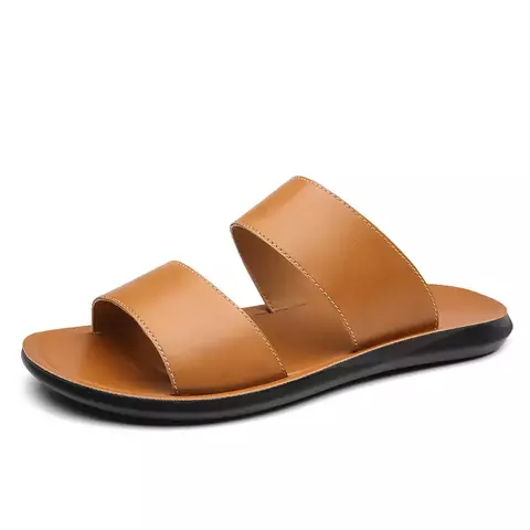 Chinelos para homens de alta qualidade sapatos casuais de couro específicos pla