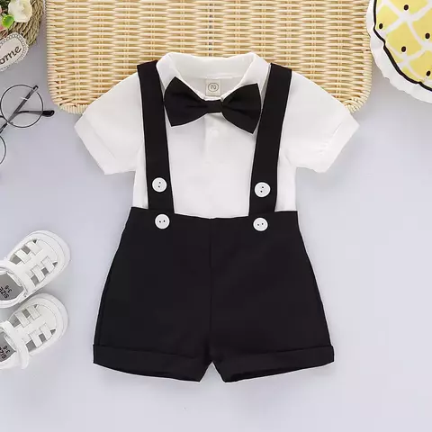 Mini roupa de cavalheiro para bebê recém-nascido menino trajes formais camisa
