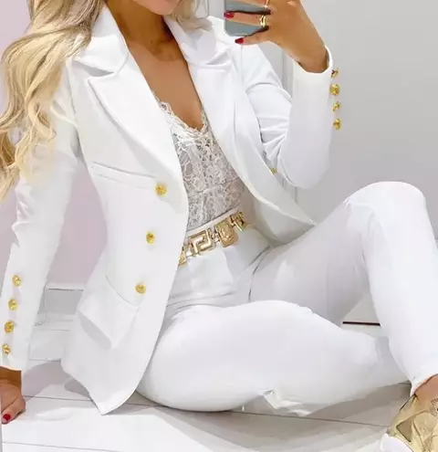 Conjunto Feminino Outono 2 Peças – Jaqueta Casual com Calça Elegante, Moda Versátil 2025