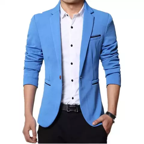 Blazer Masculino Slim Fit 2025 – Elegância em Preto, Azul e Vermelho | Plus Size L ao 5XL | Moda Formal e Casamento