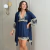 Kit Camisola Curta e Robe Feminino Microfibra Light Luxo com Renda Bicolor - MV INTIMATE