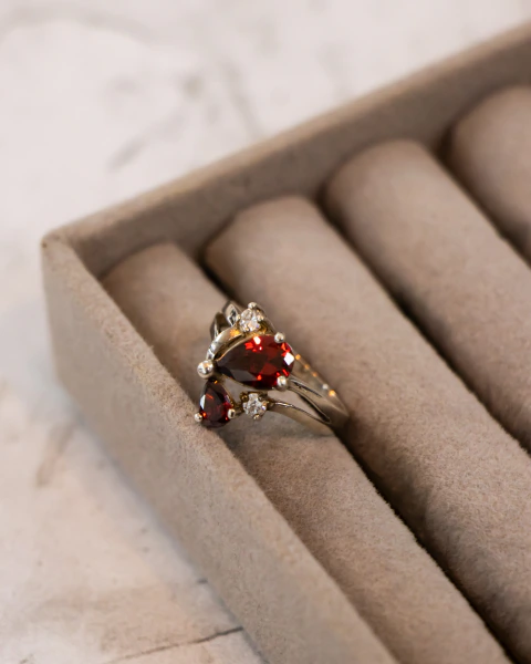 Anillo Rubí de Plata 925 con Piedra Roja – Talle 14