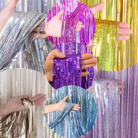 Cortina Metalizada Holográfica 1x2m Decoração de Festa ,Aniversário, Chá de Bebê, Formatura, festas