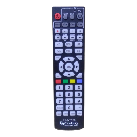 Controle Remoto Para Receptor Century Mídia Box 7100 FBG-7029 LE-7029 VC-8106 SKY-7029 CRS-7029