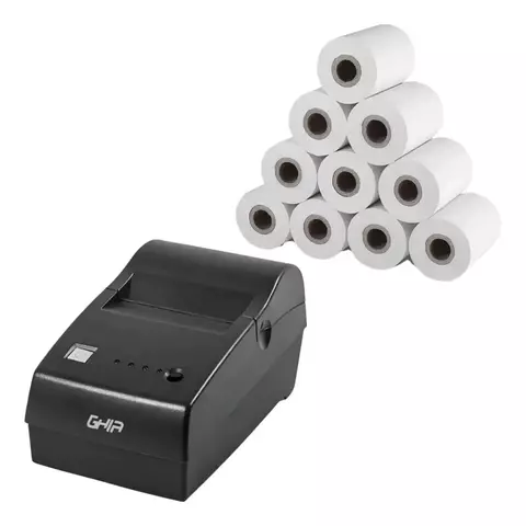 Miniprinter Térmica Ghia GTP58B1 58mm USB/RJ11 + 10 Rollos Premium