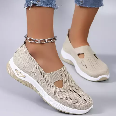 Tênis feminino respirável sapatos casuais verão sola macia sapatos ortopédicos leve deslizamento em sapato de caminhada antiderrapante sapatos planos
