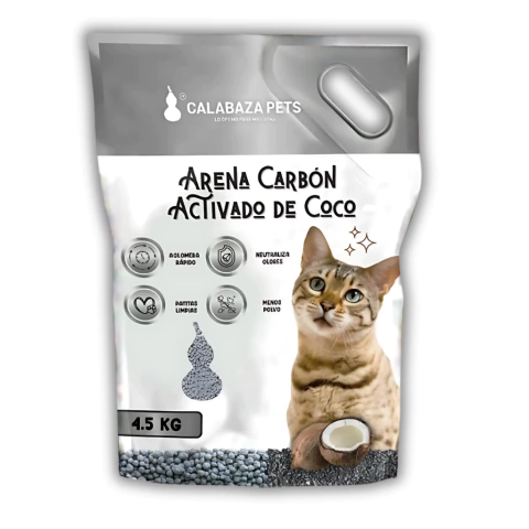 ARENA PARA GATOS CARBON ACTIVADO CALABAZA