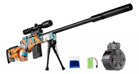Arma De Gel Bolinhas Orbeez Lançador Elétrico Arminha Sniper Laranja
