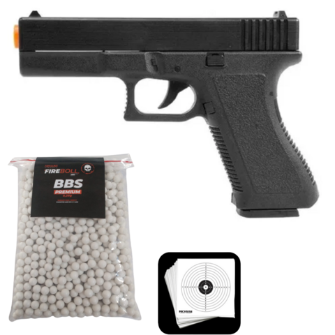Pistola Airsoft GK V500 Metal Rossi + 1000 BBS E 10 ALVOS