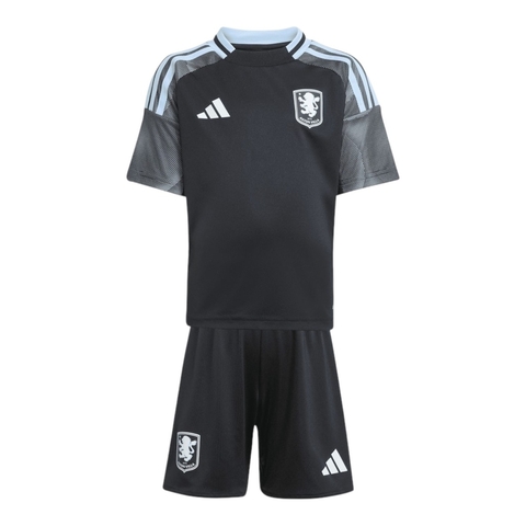 Kit Infantil Aston Villa II 25/26 - Adidas - Preto e cinza