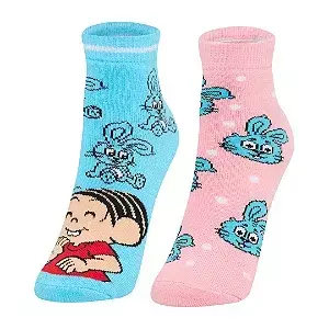 KIT MEIA INF SOQUETE 2/PARES TURMA DA MONICA.