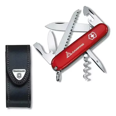 Cortaplumas Victorinox Camper Roja 13 Usos con Funda de Cuero