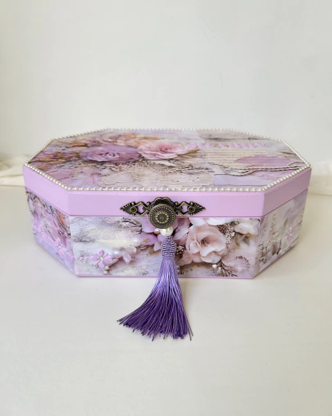 Porta Bijuterias Octogonal Shabby Lilac - comprar online