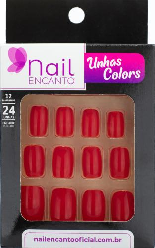 UNHAS POSTIÇAS NAIL ENCANTO 24UN COLORS CURTA VERMELHO