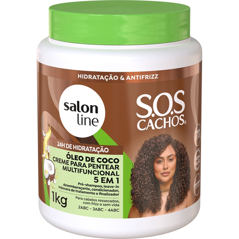 CREME PARA PENTEAR SALON LINE SOS 1KG ÓLEO DE COCO