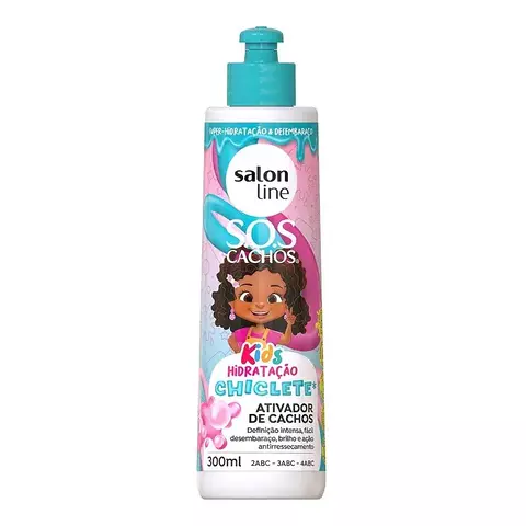 ATIVADOR DE CACHOS SALON LINE 300ML SOS CACHOS KIDS CHICLETE