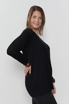 Remera talle grande con puño piel 4953 - tienda online