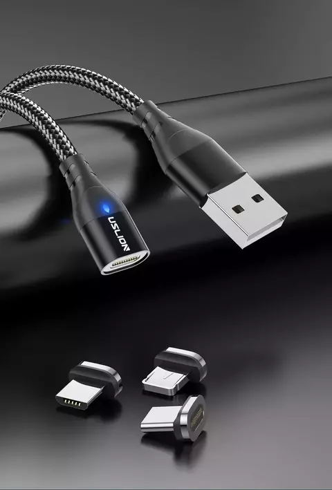 Cabo magnético USLION 3A Micro USB Tipo C de carregamento rápido para iPhone 1