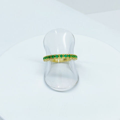 Anel Aparador com Pedras de Zircônias - Verde - comprar online