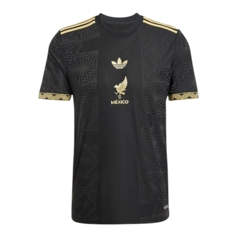 Camisa Seleção México I 25/26 - Torcedor Adidas Masculina - Preta com detalhes em dourado
