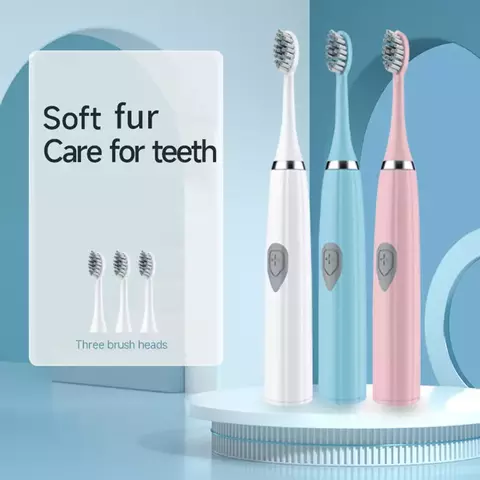 Escova de dentes elétrica para adultos, cerdas macias dupont, bateria portátil