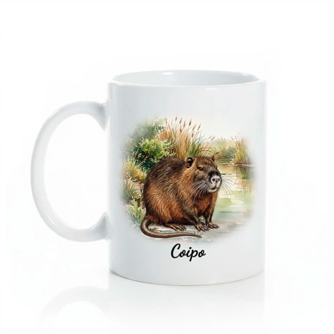 Taza Coipo Cerámica Ilustración Regalo