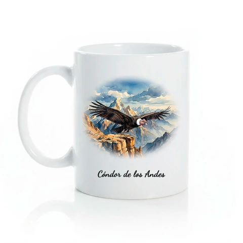 Taza Cóndor de los Andes Cerámica Ilustración Regalo