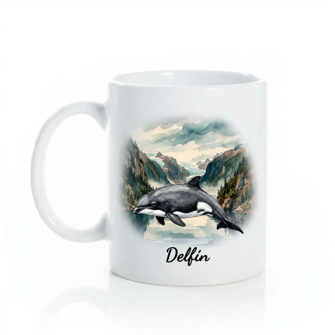 Taza Delfín Cerámica Ilustración Regalo