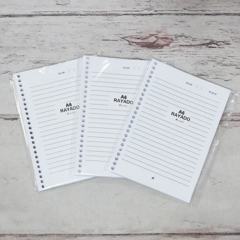 Interior Cuaderno a6 PERFORADOS