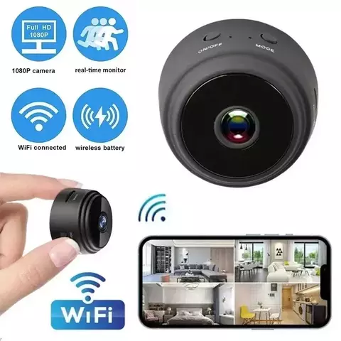 Mini câmera wi-fi para segurança doméstica com gravador de voz