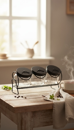 Porta Temperos • Suporte de inox preto